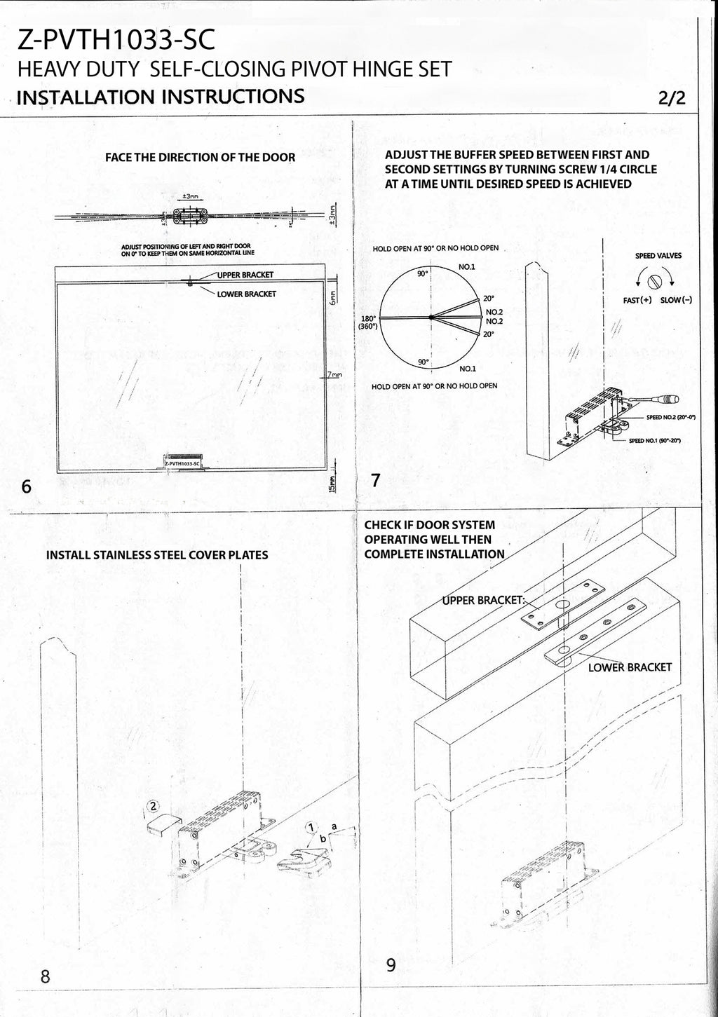 Heavy Duty Self-Closing Pivot Hinge Closer Kit