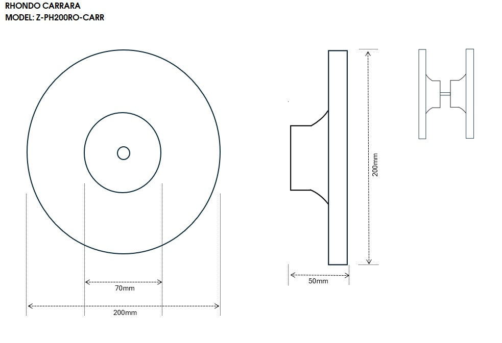 White Carrara Marble Round Entry Door Handles (Pair) - RHONDO Stone Pull Set