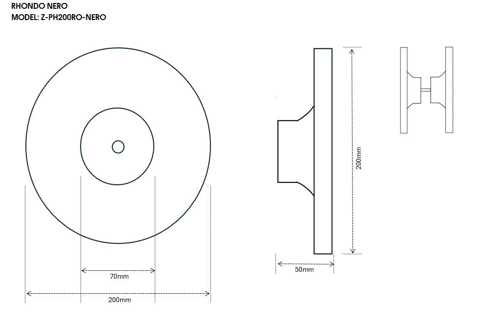 Round Black Marble Entry Door Handles (Pair) - RHONDO Nero Stone Pull Set