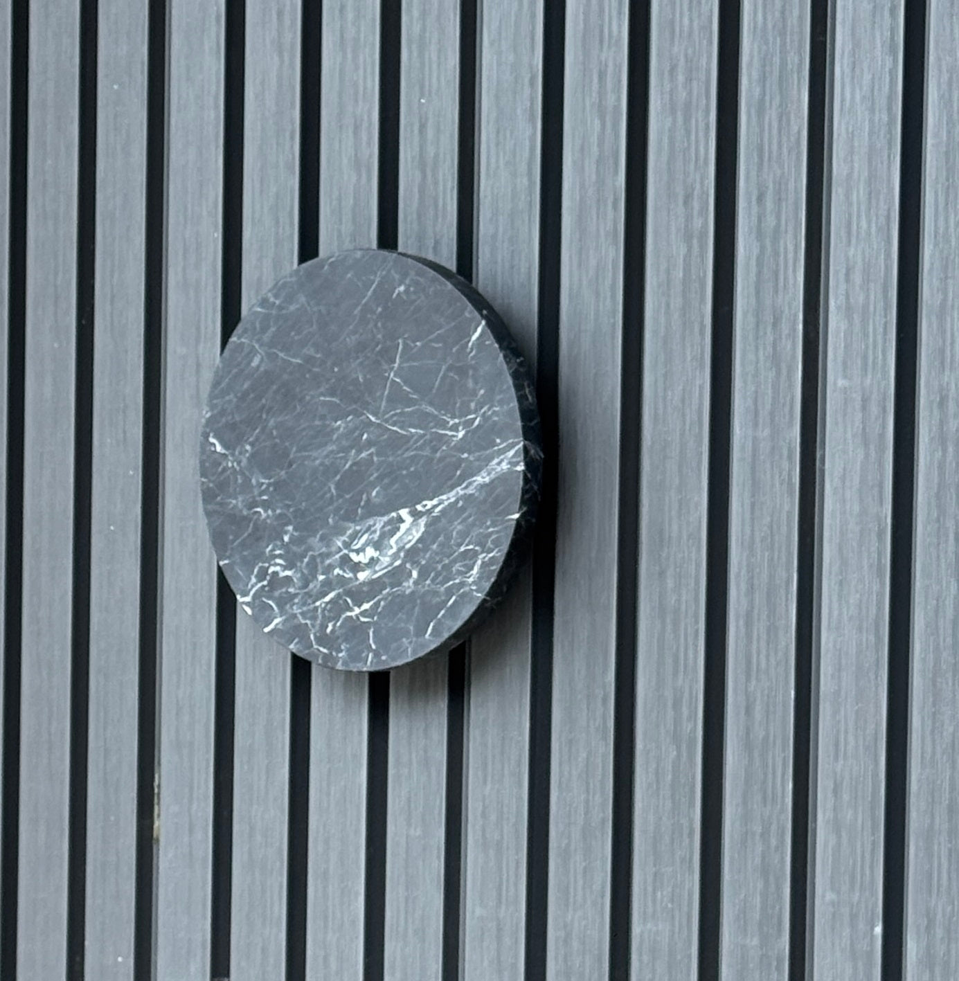 Round Black Marble Entry Door Handles (Pair) - RHONDO Nero Stone Pull Set