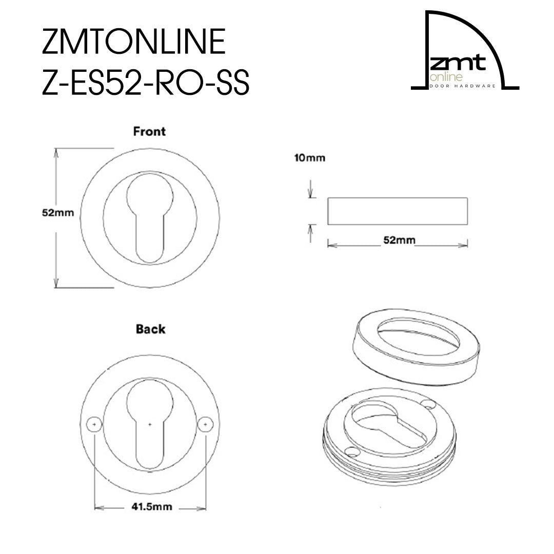 Stainless Steel Round Euro Cylinder Escutcheon
