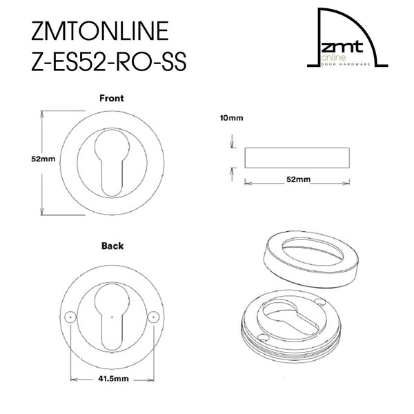 Stainless Steel Round Euro Cylinder Escutcheon