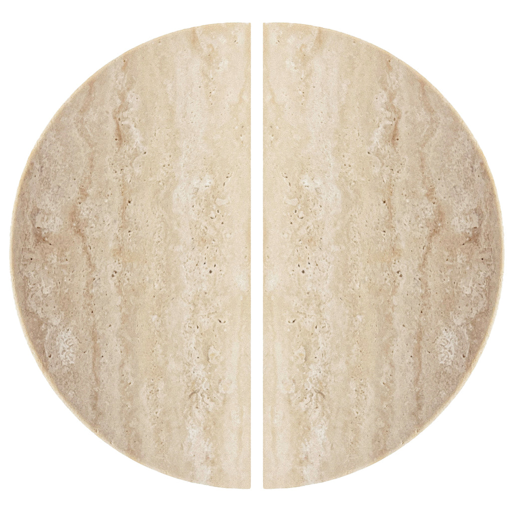 Natural Travertine Half Moon Entry Door Pull Handles (Pair) - MEZZA LUNA Stone Set