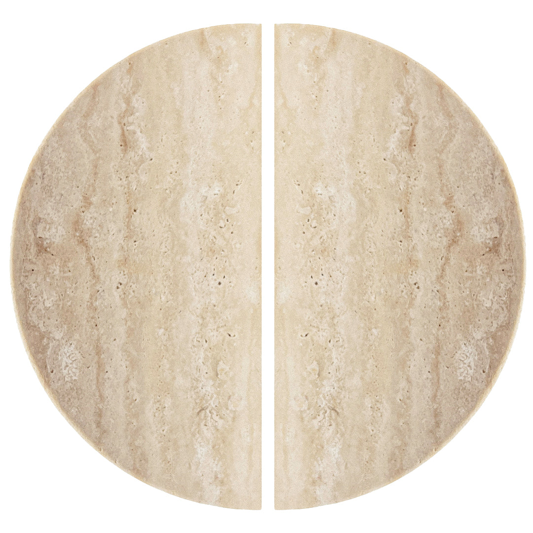 Natural Travertine Half Moon Entry Door Pull Handles (Pair) - MEZZA LUNA Stone Set