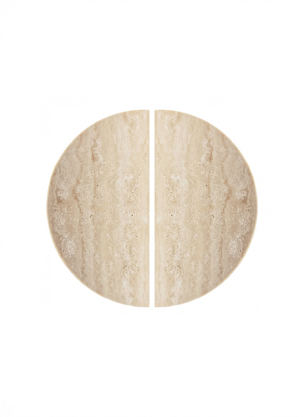 Hal Moon travertine Entry door pull handle set on a white background