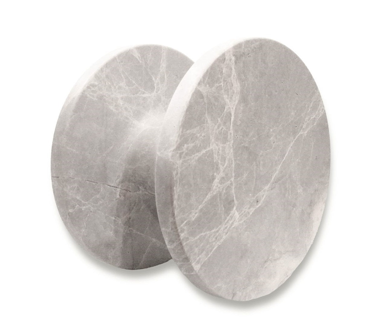 Tundra Grey Marble Round Entry Door Handles (Pair) - RHONDO Stone Pull Set