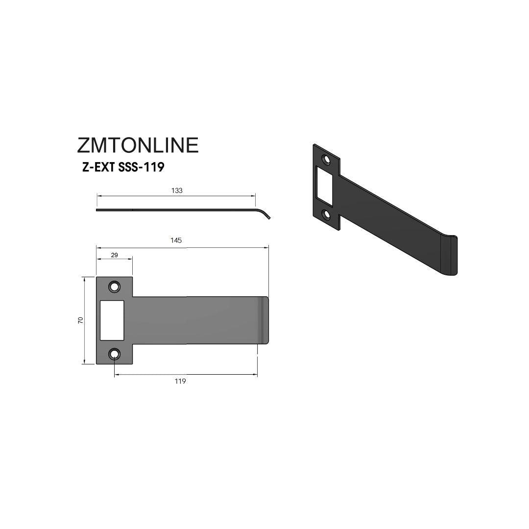 Extended Universal Strike Plate 119mm