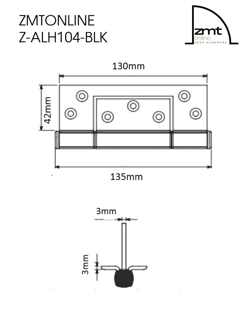 Black Heavy-Duty Wrap-Around Interfold Hinge (3 Pack) diagram