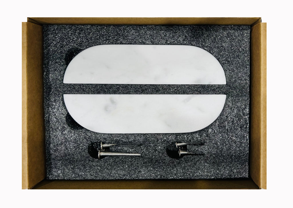 Carrara Marble Cupboard Pull Handle Pair 160mm – White Stone Cabinet Handles for Wardrobes & Drawers