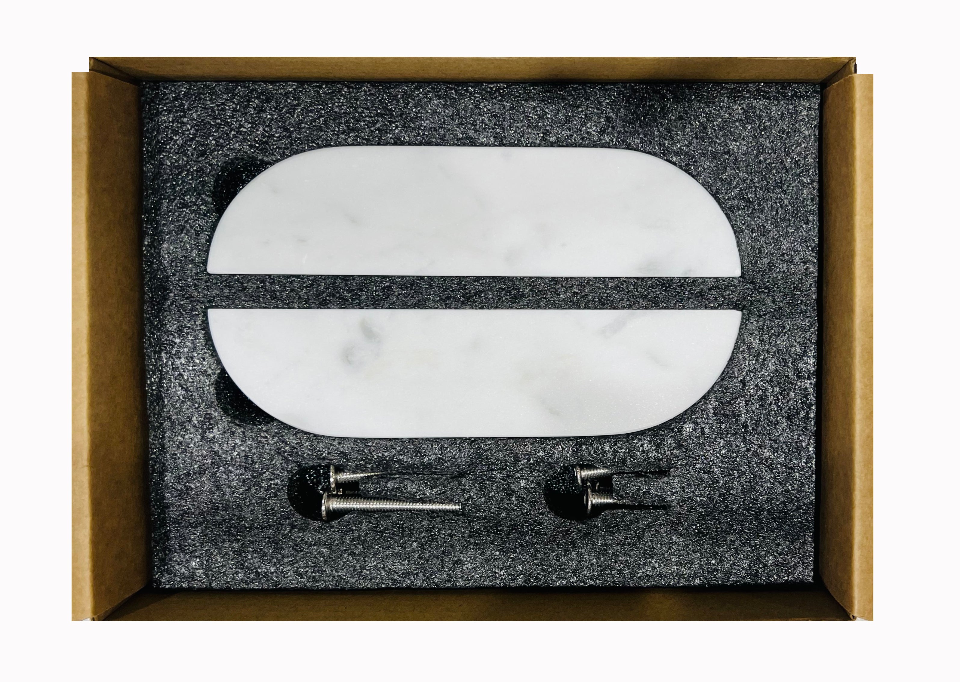 Carrara Marble Cupboard Pull Handle Pair 160mm – White Stone Cabinet Handles for Wardrobes & Drawers