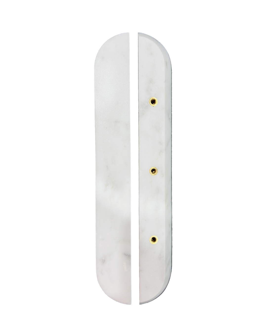 ZMTONLINE Carrara White Marble 320mm cabinet handle set. Front and Back view 