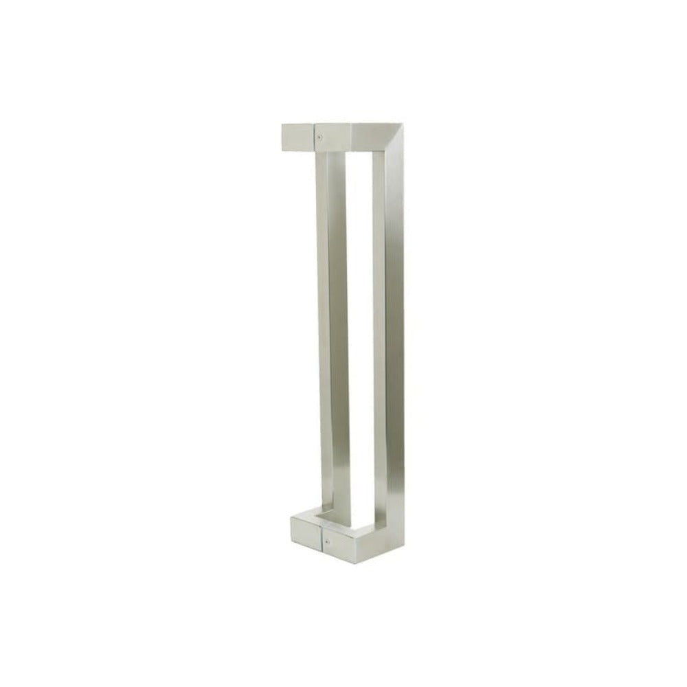ZMTONLINE  stainless steel offset entry door pull handle set with a brushed finish with a back-to-back installation.