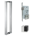 ZMTONLINE Door handle and Mortice lock, and Cube door stop on a white background. Z-BLD900BB-SQ-SSS

