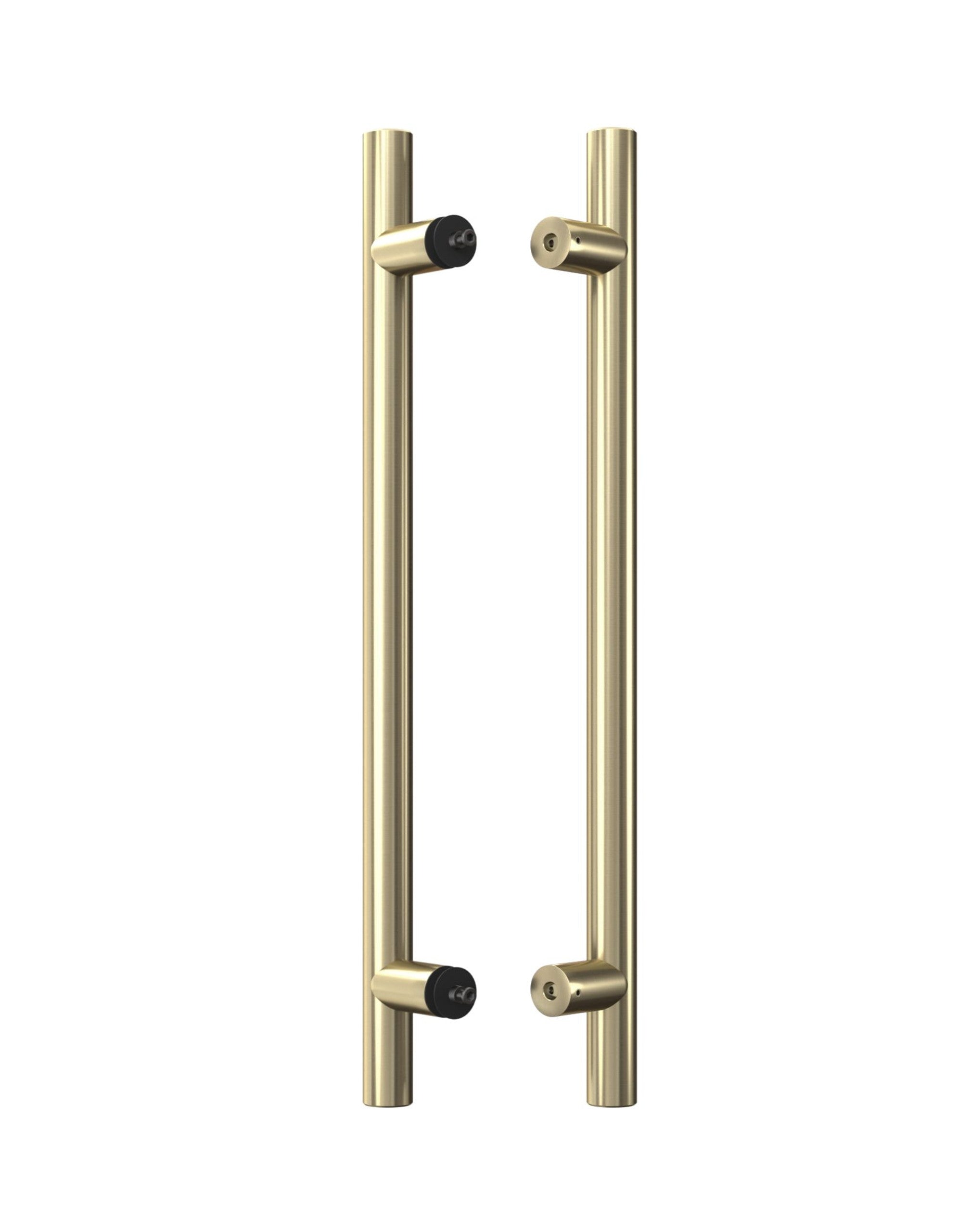 ZMTONLINE Brushed Brass  door handles set with black accents on a white background

