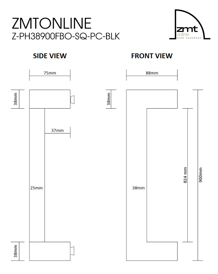 ZMTONLINE Offset pull handles Technical drawing dimensions 
Details