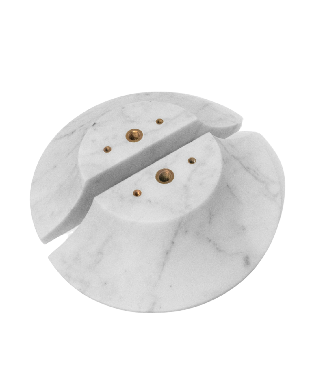 ZMTONLINE Carrara White Marble Mezza Luna Stone entry door pull  handle set. Back side view.