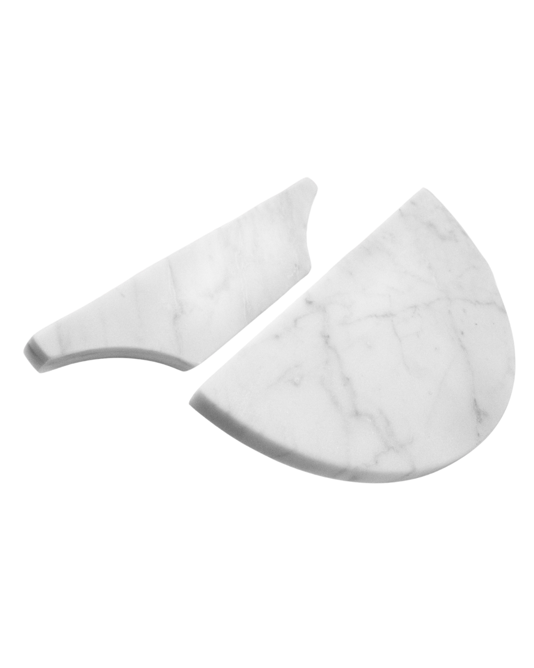 ZMTONLINE Carrara White Marble  half-Moon (angle view) on a white background