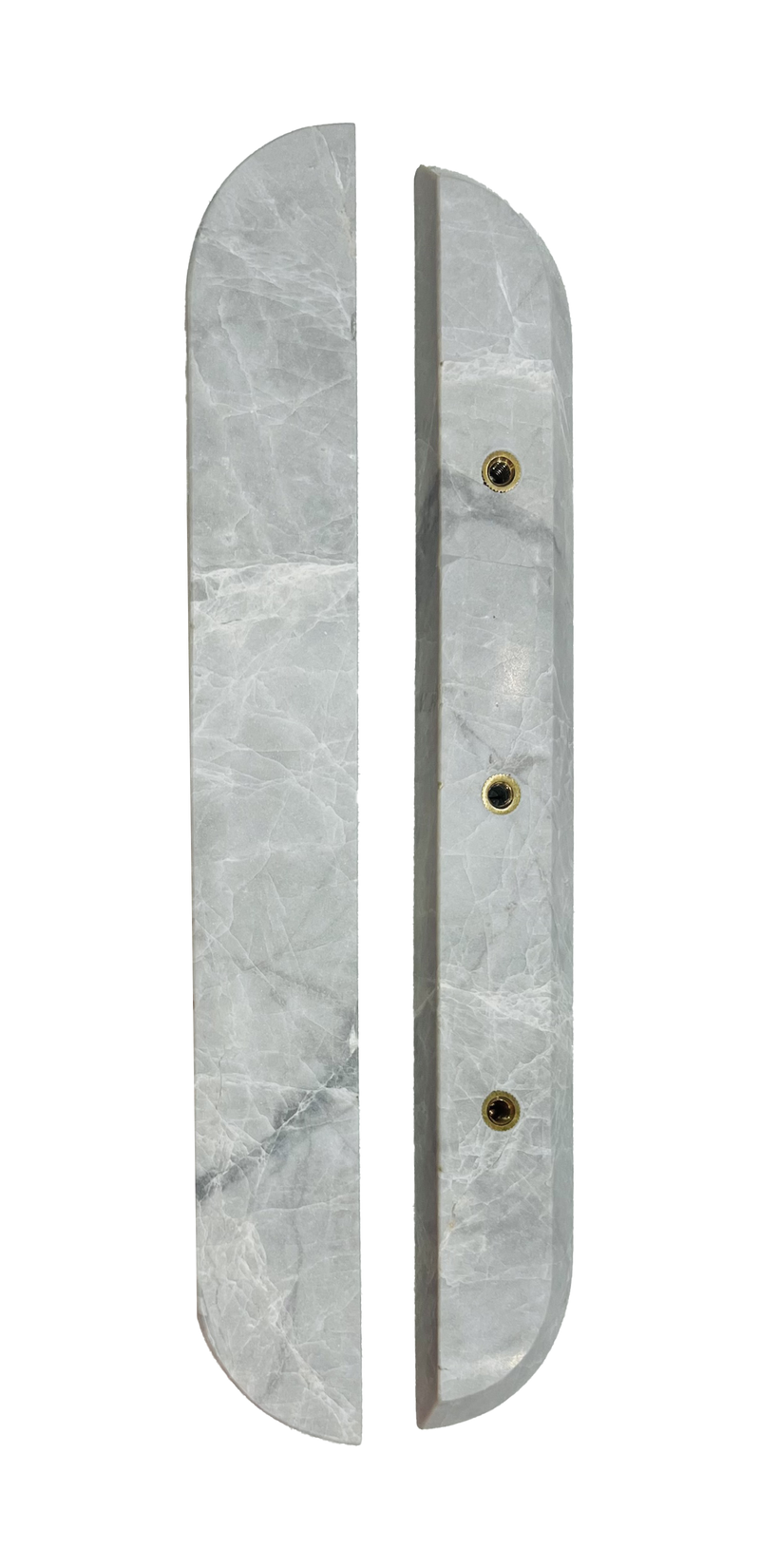 ZMTONLINE Large Tundra Grey Marble Cupboard Pull Handles Front Back View