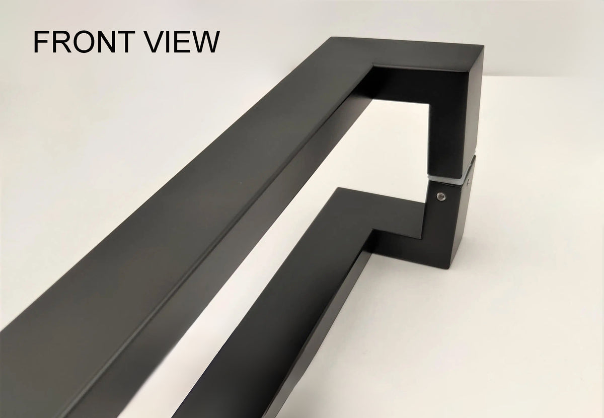 Matt black offset handle set close up front view picture