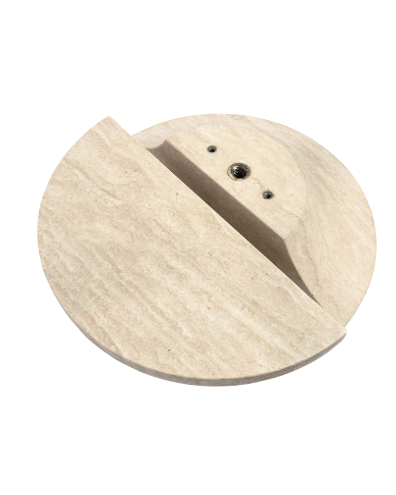ZMTONLINE MEZZA LUNA 205mm Natural Travertine Half Moon Entry Door Pull Handles Front Back Angle