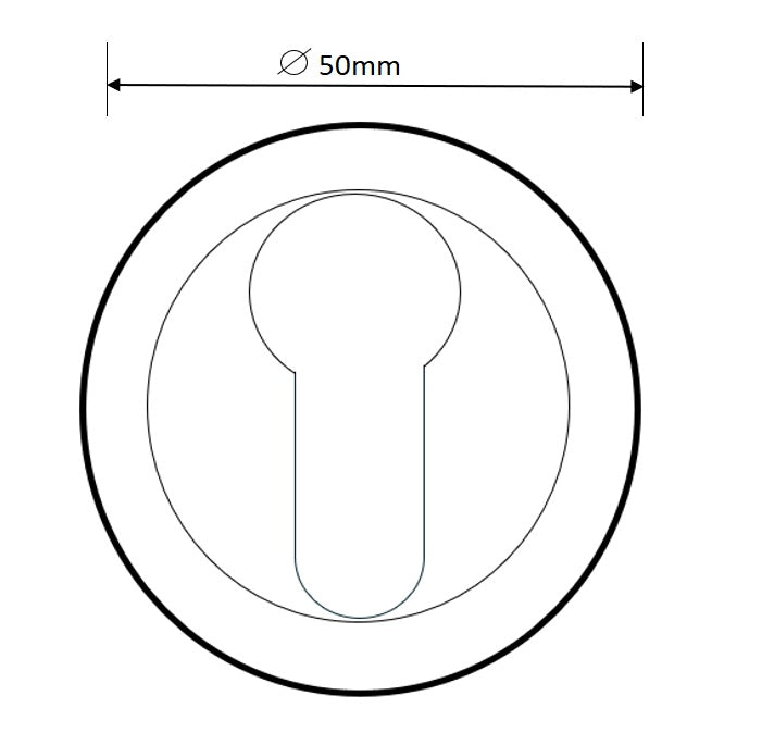 Stainless Steel Roller Mortice Lock with Round Escutcheon Dimensions technical drawing