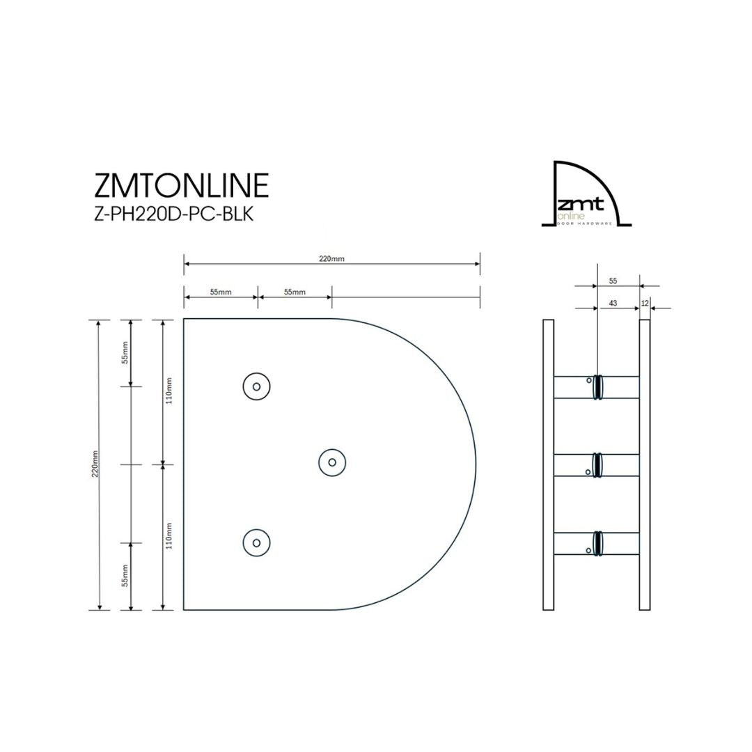 ZMTONLINE 220D-Plate Technical  Drawing and dimensions. 
