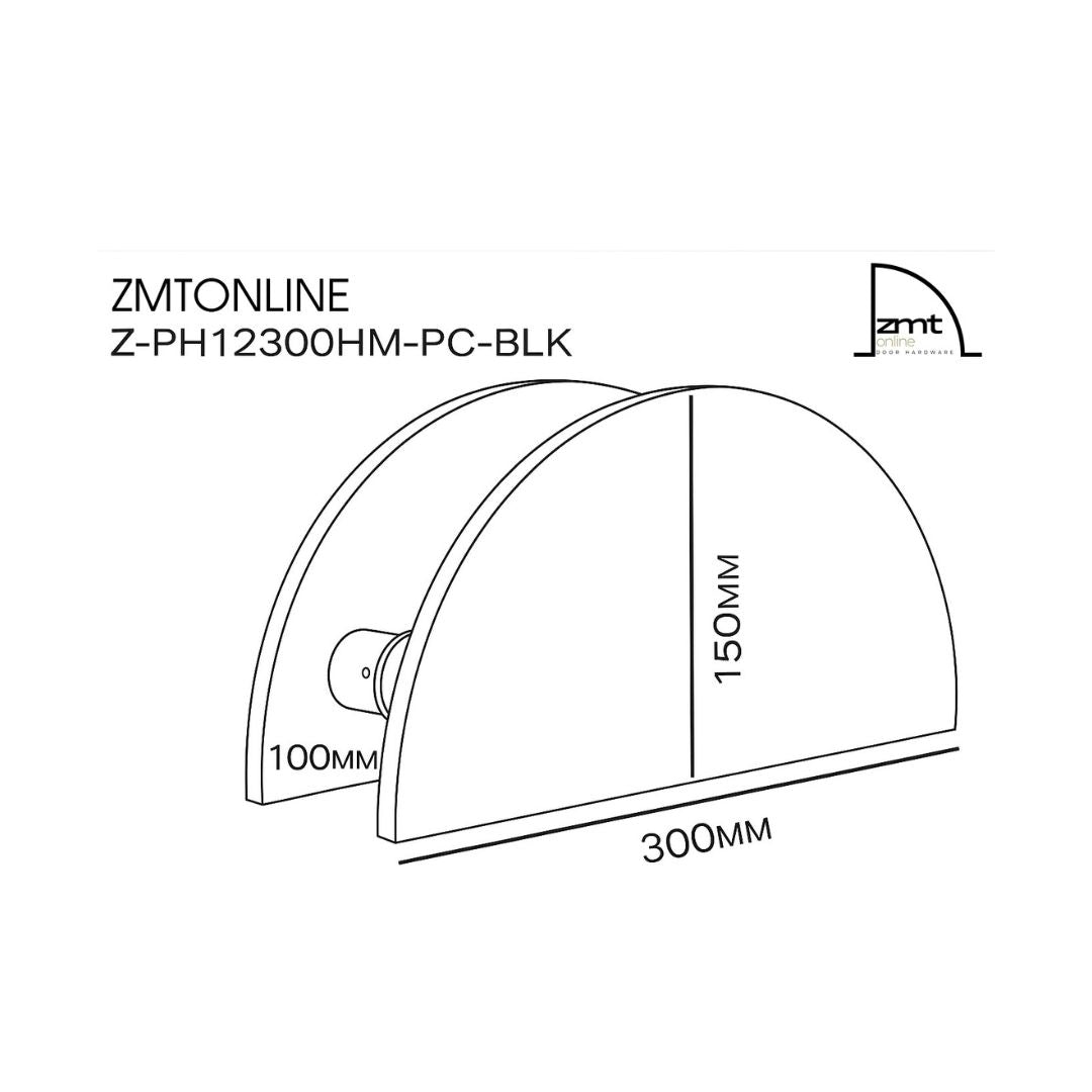 ZMTONLINE Mezza Luna Entry pull handle set Technical drawing with dimensions 