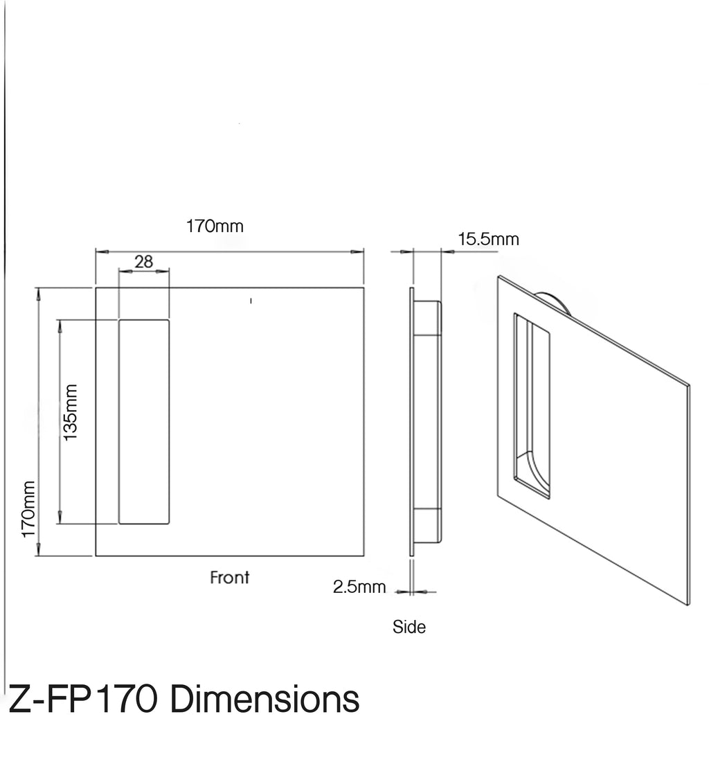 Stainless Steel Flush Pull Handle - 170 x 170mm