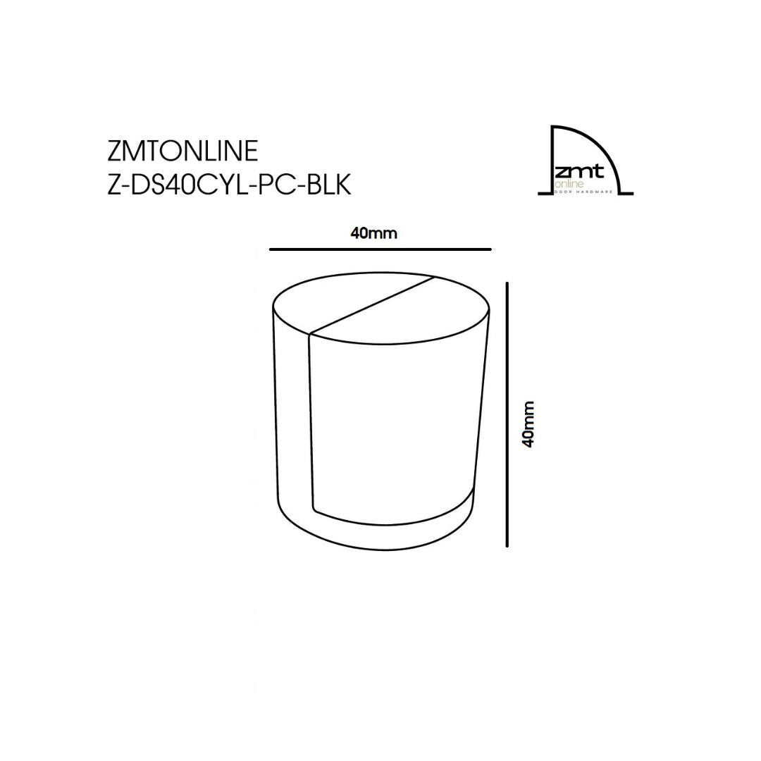Cylindrical Matt Black Floor Mounted Door Stop 40mm