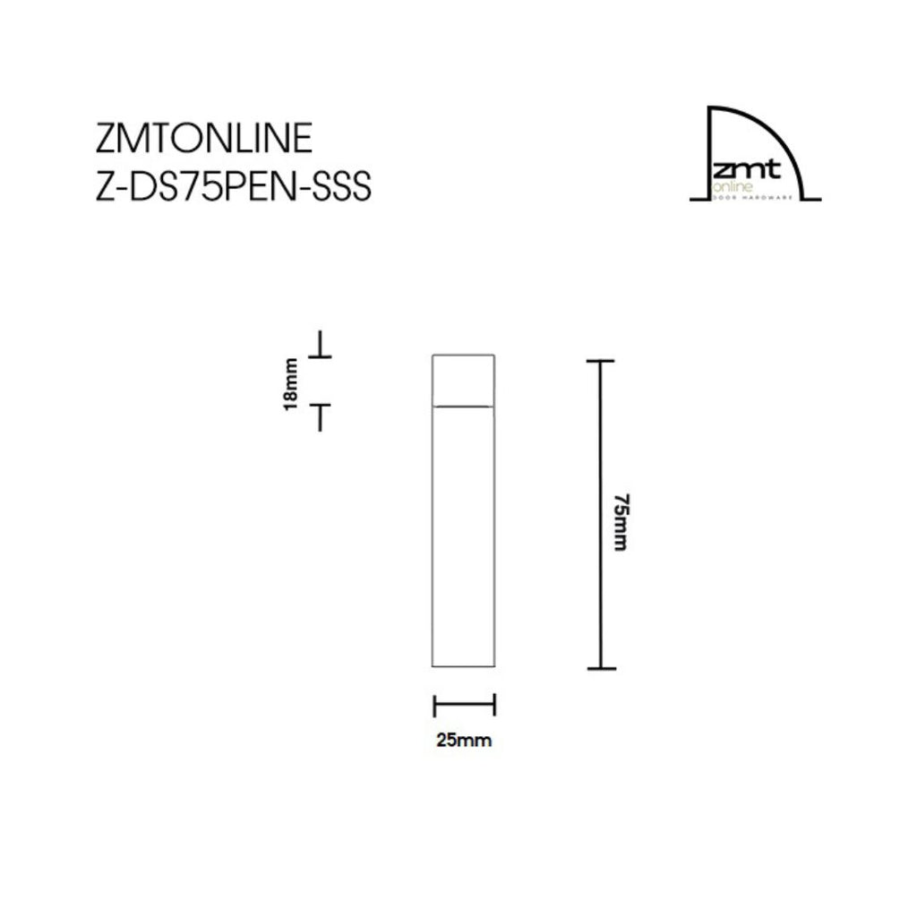 Stainless Steel Wall Mounted Pencil Door Stop 75mm