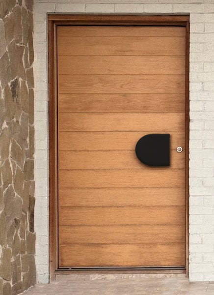 Modern Matt Black D-Plate Entry Door Pull Handles (Pair) - Curve Design