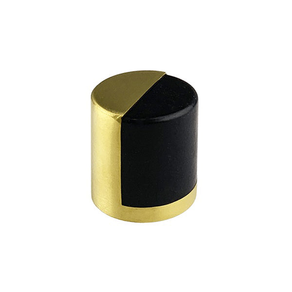 Door stop with bushed brass and black rubber