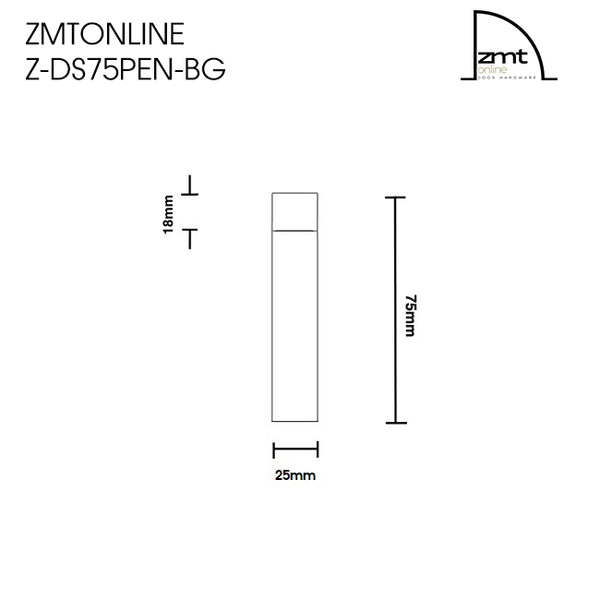 Brushed Brass Wall Mounted Pencil Door Stop 75mm