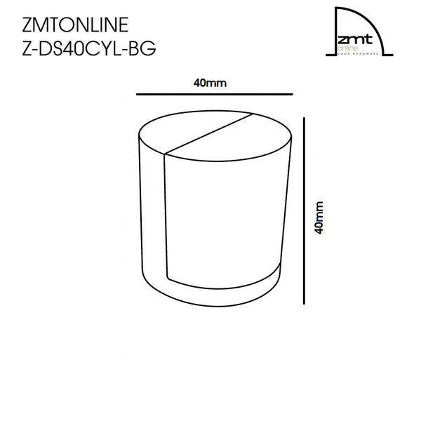 Technical drawing of a floor mounted door stop with dimensions labeled, featuring the brand 'ZMTONLINE'.