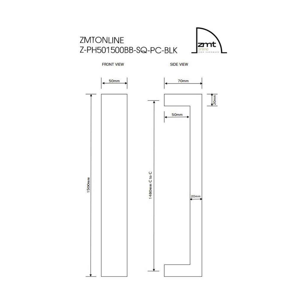 Matt Black 1500mm Entry Door pull Handle set - (Urban Series)