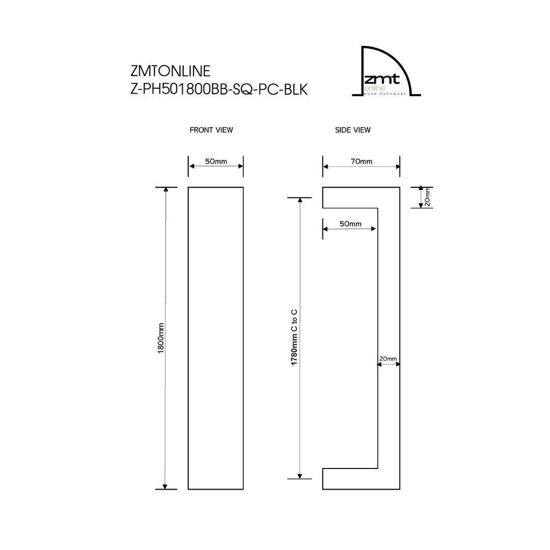 Matt Black 1800mm Entry Door pull Handle set - (Urban Series)