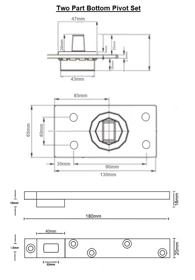 Heavy Duty Pivot Door Hinge Set