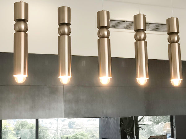 Large Tube Pendant Light - Rose Gold