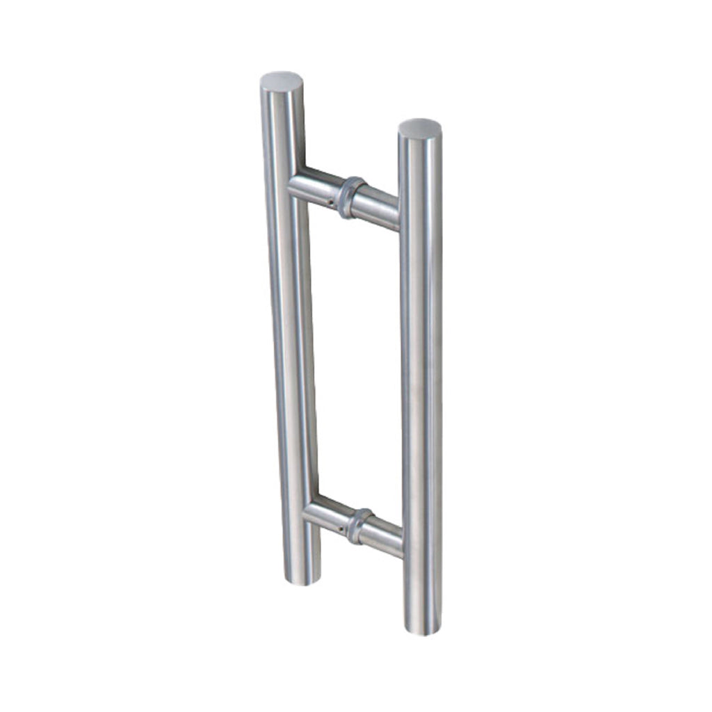 Stainless Steel 600mm Entry Door Pull Handles - Pair close up angle 1