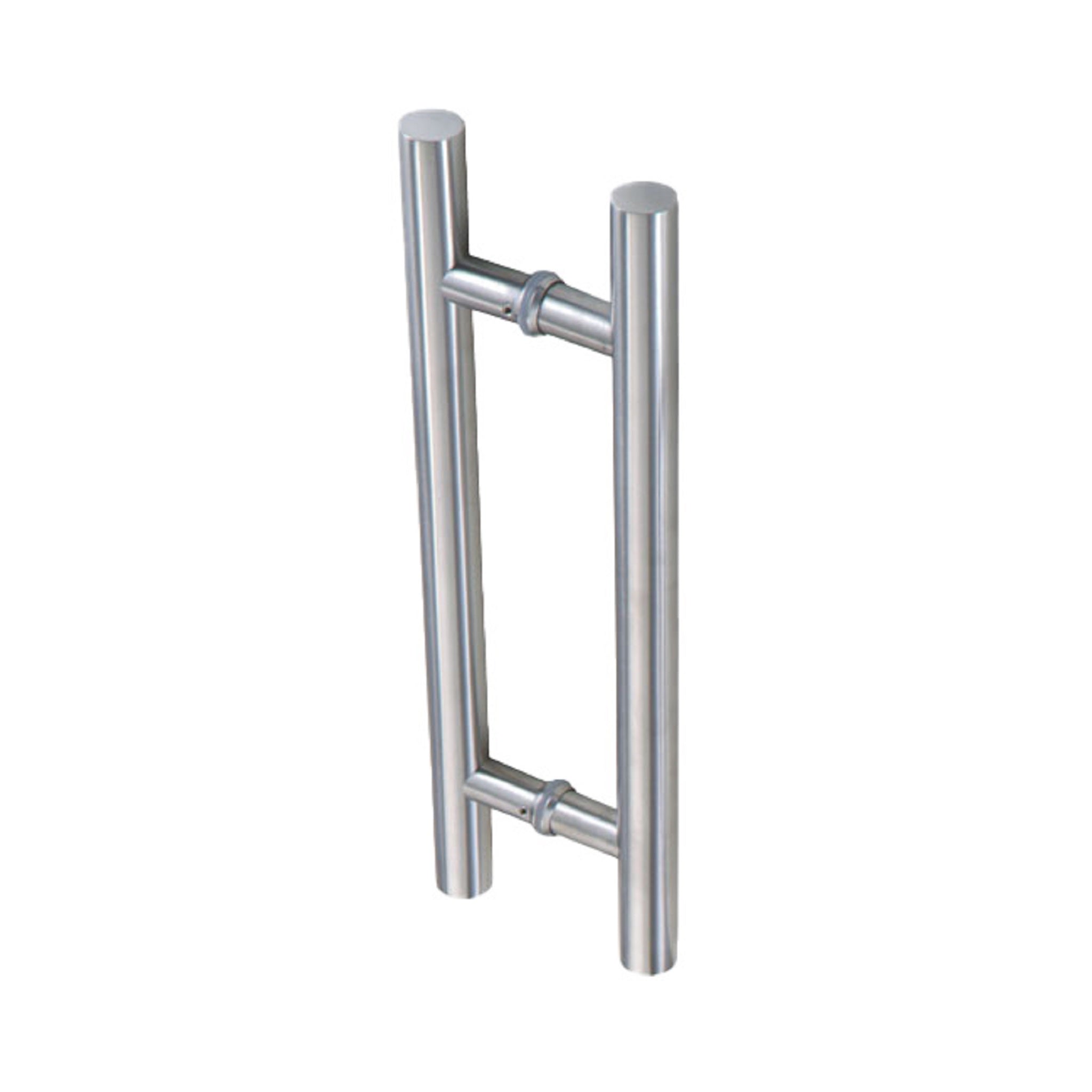 Stainless Steel 600mm Entry Door Pull Handles - Pair close up angle 1